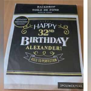 Customizable Birthday Backdrop - Black and Gold